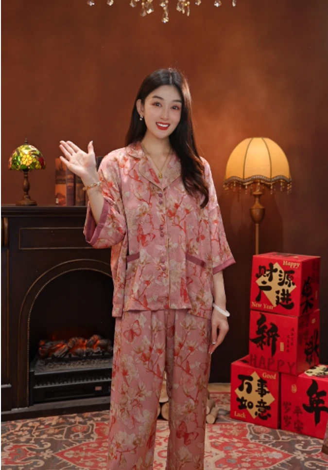 七七【蝶恋】2025夏季爆款上新可外穿家居服刻花SMS