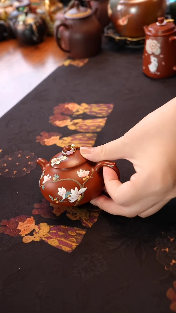 茶壶紫砂玉兰花爱潘壶