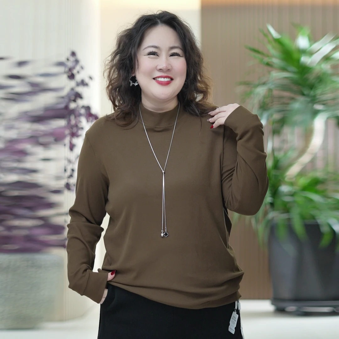 【男女同款】慕斯绒半高领打底衫双磨毛保暖自发热舒适冬季T恤上衣