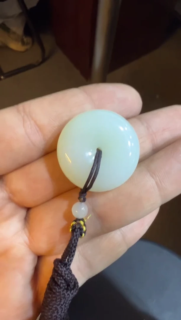 吊坠(赠链)未镶嵌和田玉天泰白玉平安扣（产地直发）