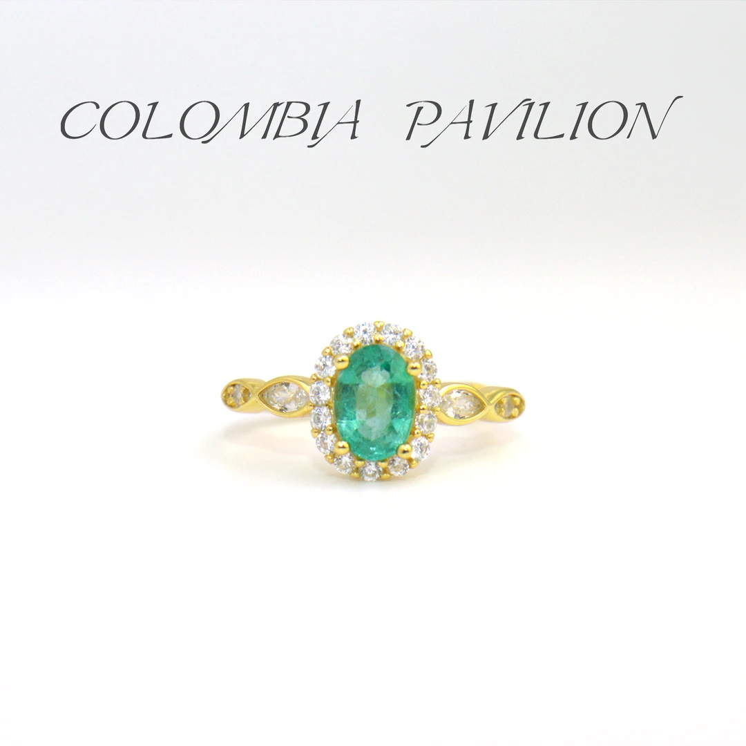 9104-S925银-天然祖母绿戒指-气质经典戴妃款-5*7mm1ct左右