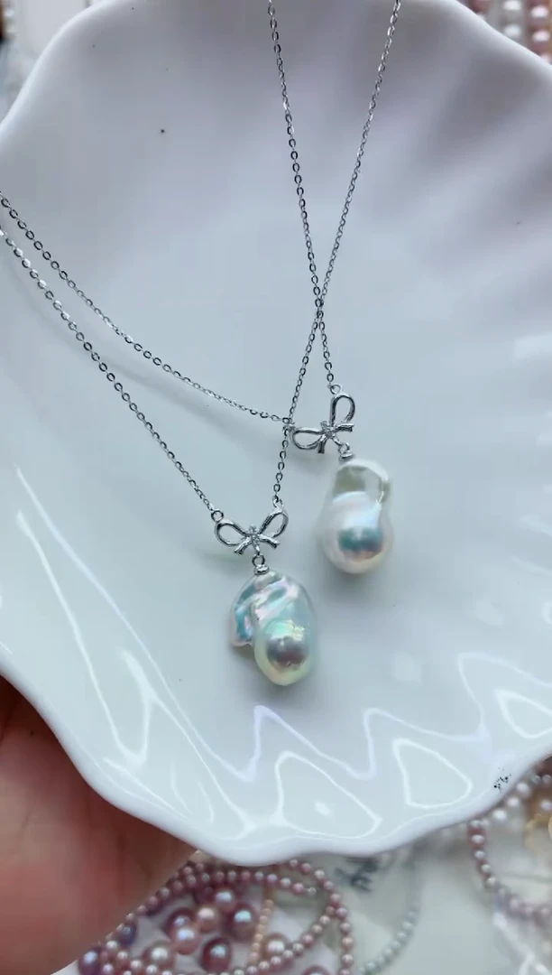 淡水珍珠银S925镶嵌套链多样性发其一，非无暇