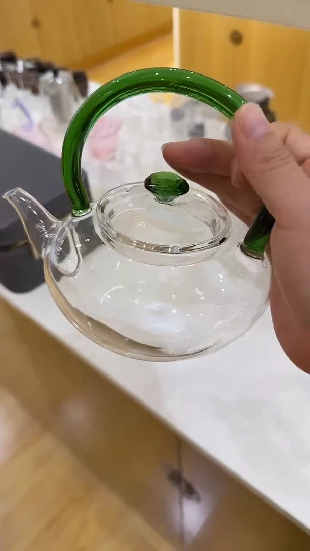 绿把玻璃茶壶