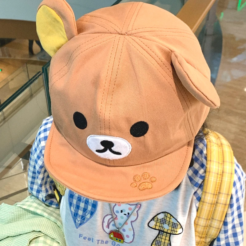原创款！Kuma轻松熊爪子刺绣翻帽檐鸭舌帽女生春夏可爱遮阳棒球帽