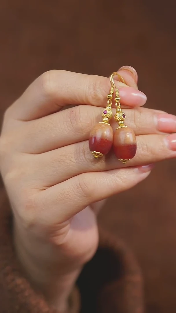 【闪购商品】玛瑙/玉髓耳环未镶嵌多样性发其一