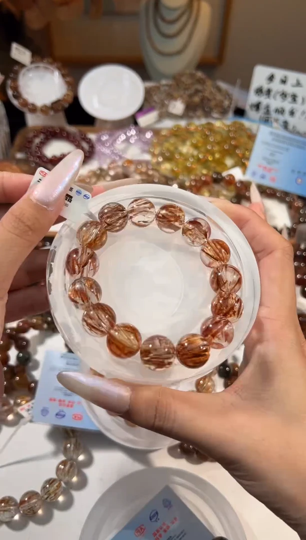 水晶手串未镶嵌姑****）黑金超七14+