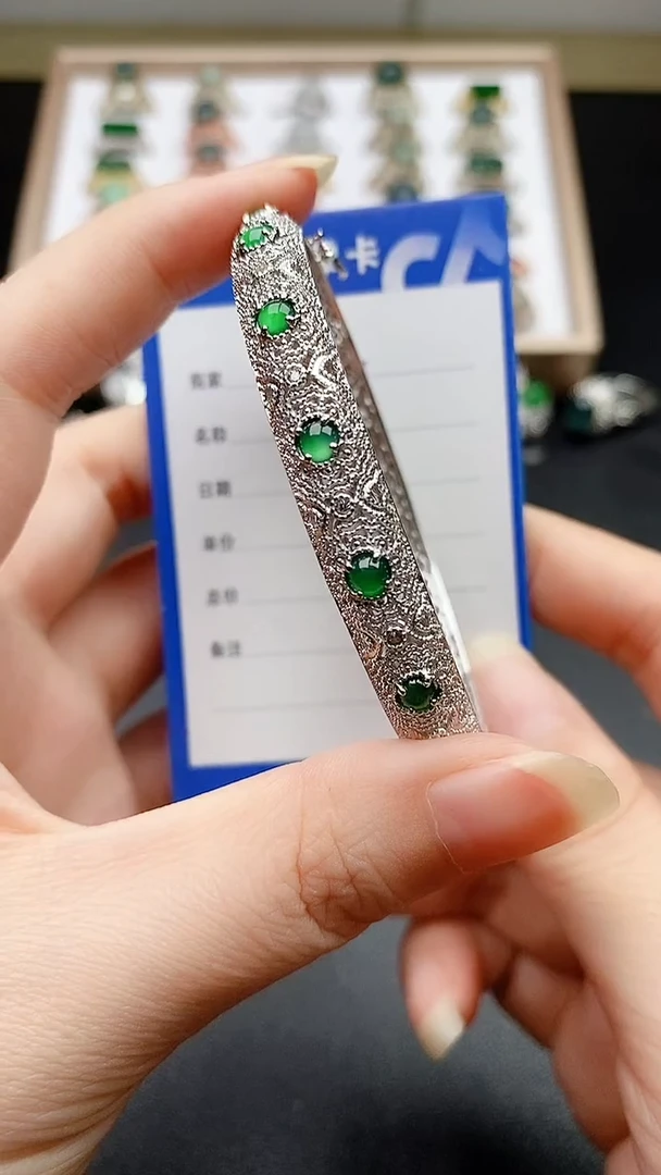 银S925镶嵌戒指翡翠11111111