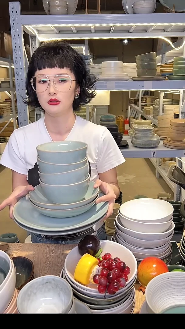 瓷162外贸尾货高温釉下彩陶瓷餐具默认微瑕