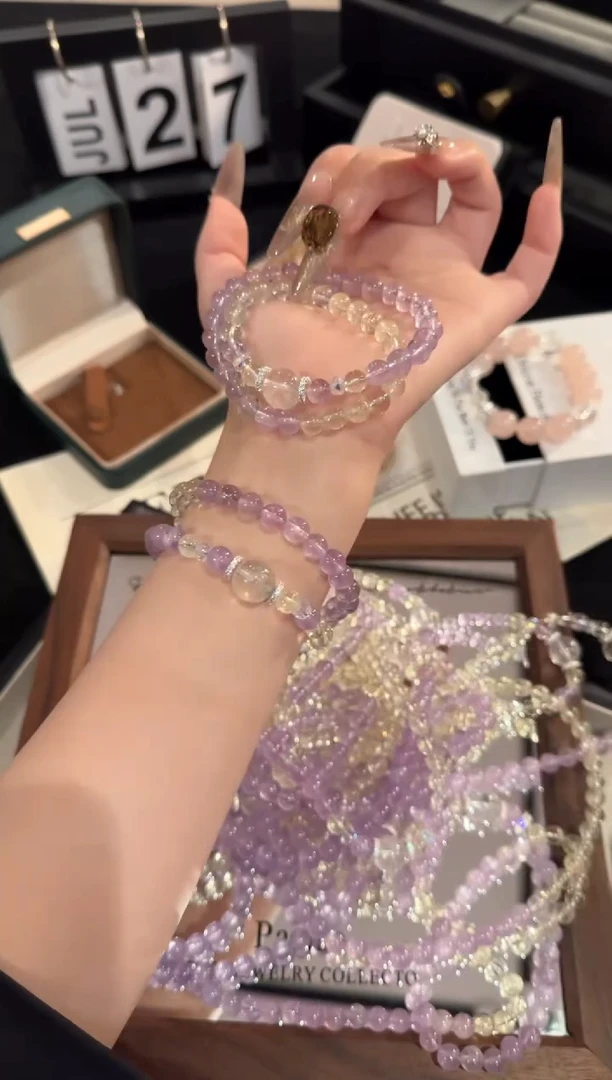 水晶手链合金紫黄x2155