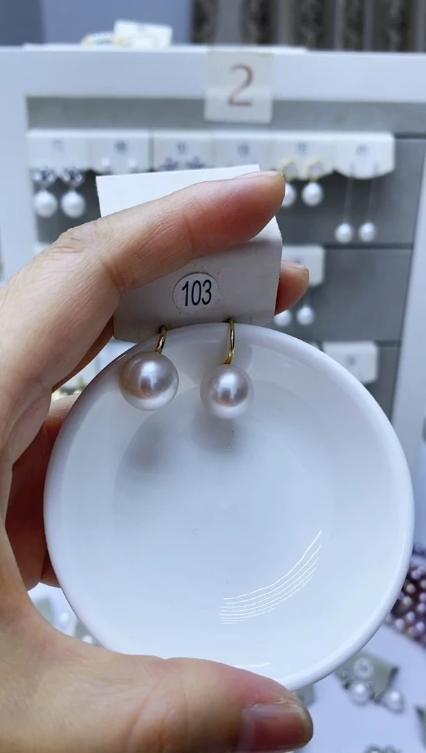 银S925镶嵌淡水珍珠耳饰103
