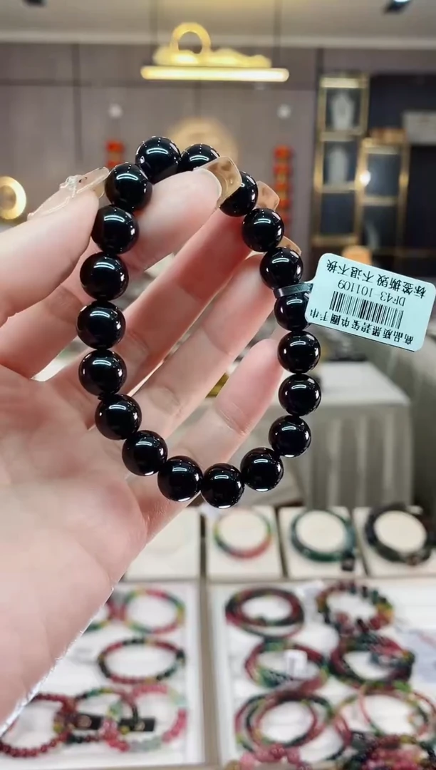 【闪购商品】碧玺单圈手串10mm+未镶嵌一物一证dan多样性发货一条