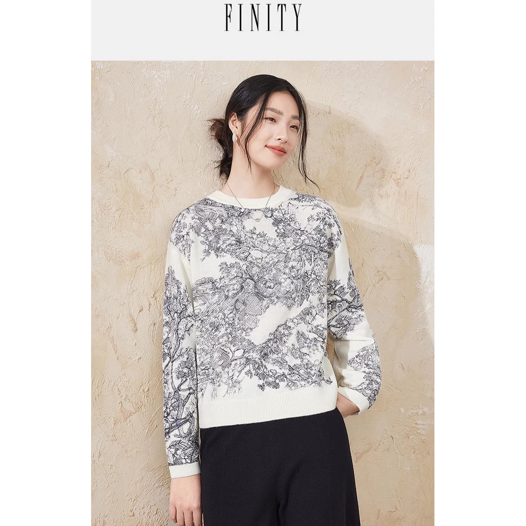 【粉丝专享】FINITY 新款简约印花显瘦减龄打底针织毛衣 F20UD7005S