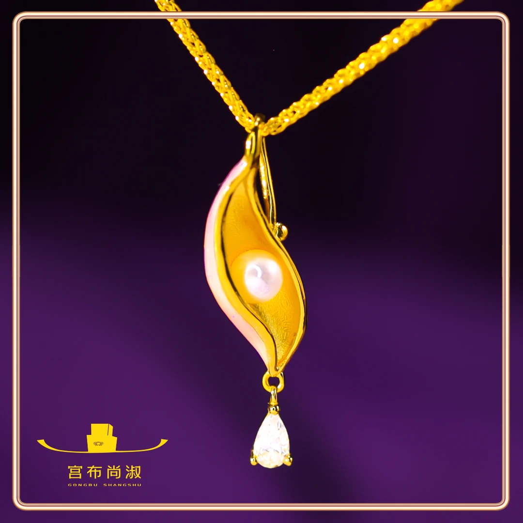 宫布尚淑 吊坠足银    银饰百搭荷语凝香荷花吊坠礼物 纯手工定制