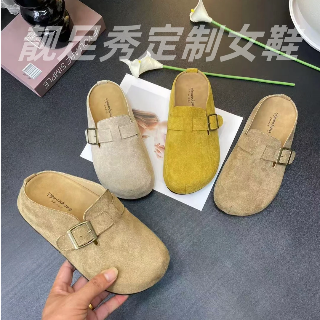 小众复古内增高勃肯拖鞋女2025秋季新款休闲外穿一脚蹬包头懒人鞋