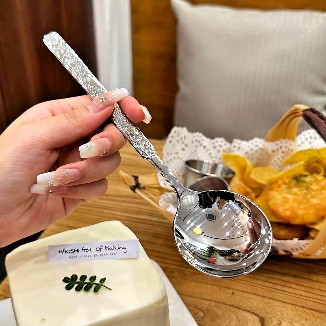 不锈钢冰裂纹吃饭勺子