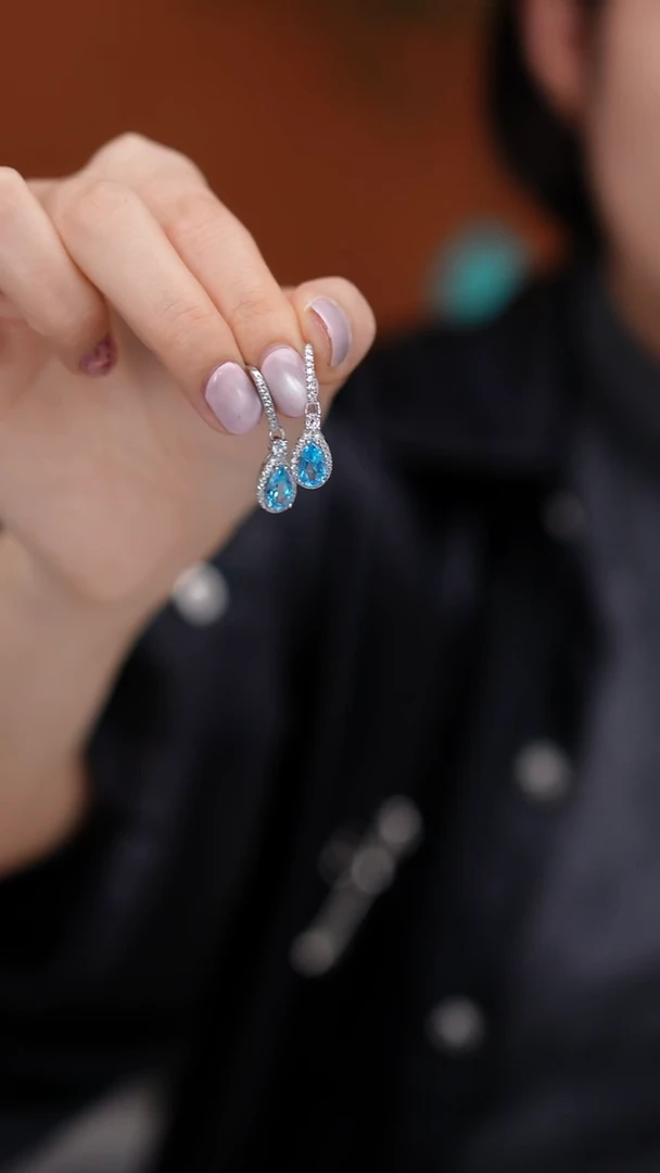 银S925镶嵌托帕石耳饰MZY1007托帕石耳钩