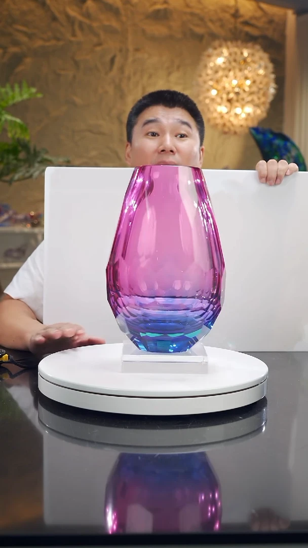 摆件福利金红蓝切面花瓶