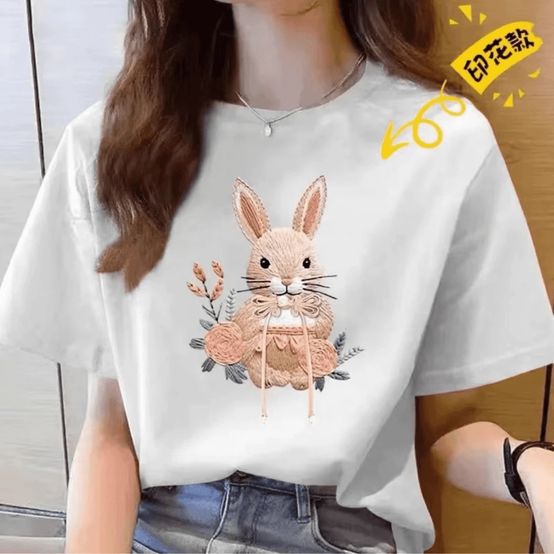 【100%纯棉】夏季女款女士时尚百搭潮流纯棉短袖t恤圆领显瘦半袖