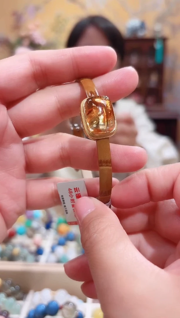 手串蜜蜡银S925镶嵌净水花珀，设计款