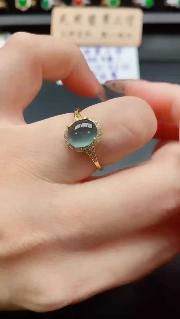 银S925镶嵌戒指翡翠1