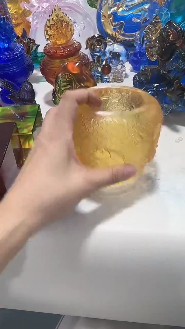 手工艺品琉璃锦鲤盆