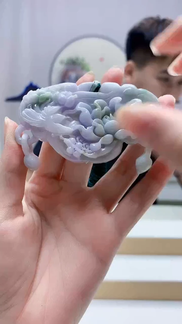 未镶嵌定制翡翠4868zm-毛货挂件58环环相扣