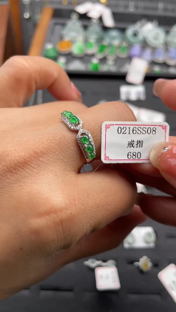 【闪购商品】翡翠戒指银S925镶嵌0216SS08