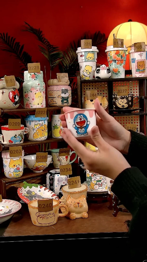 杯子DIY景德镇陶瓷手工手绘卡通风杯子