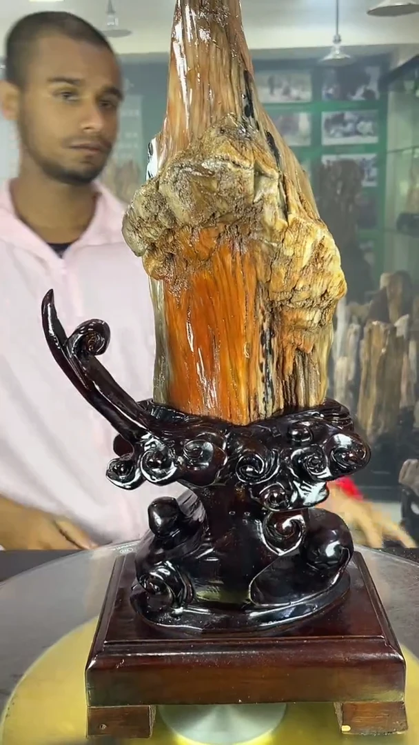 缅甸天然树化玉摆件