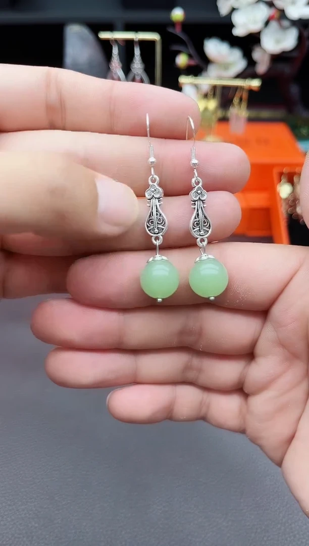 玛瑙/玉髓耳饰银S925镶嵌211000