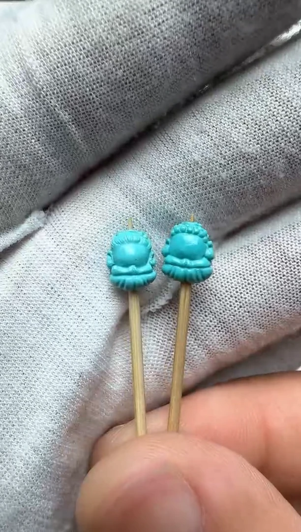 【闪购商品】绿松石宝宝佛+宝宝观音组合未镶嵌左右7.6厚4.5高8.9