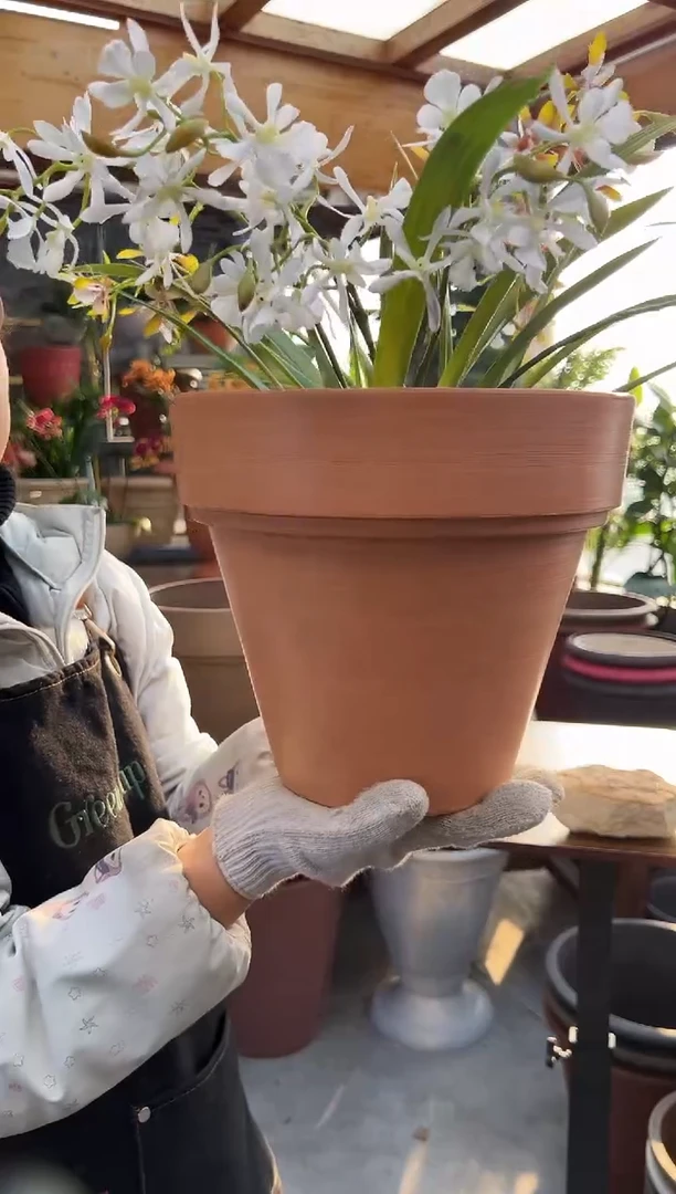 25.5*22/OT25/新陶土色镜面手工拉丝花盆外贸尾单