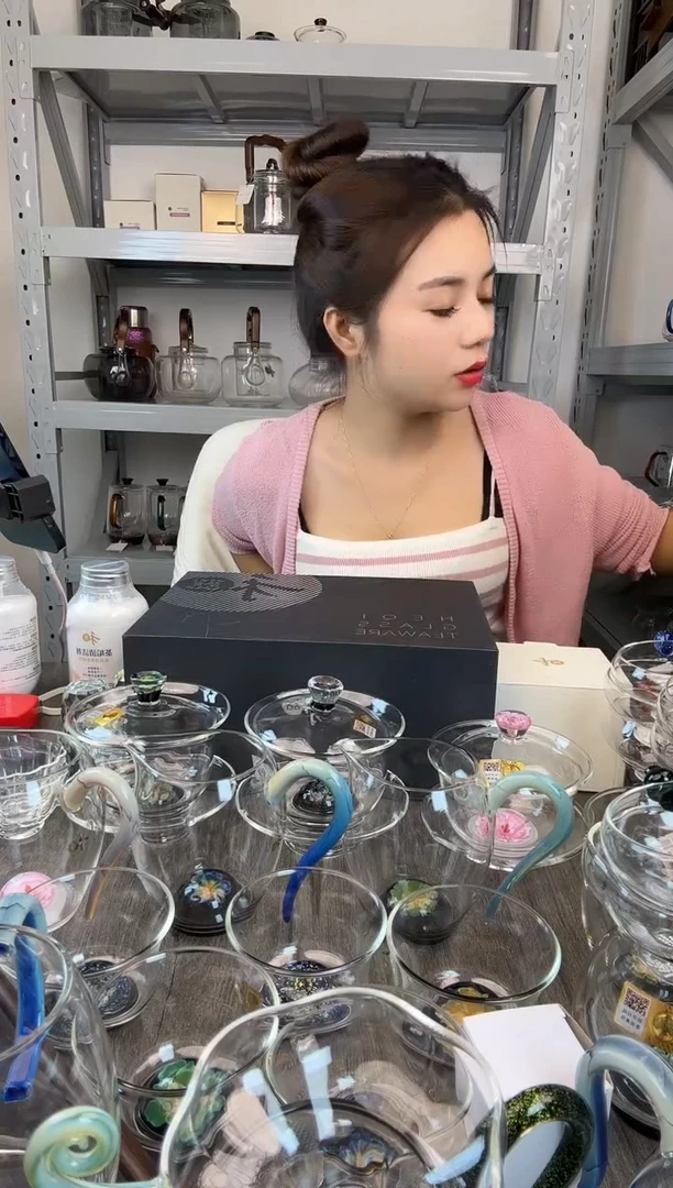 水晶玻璃无盖款禾器 怡然茶海 琥珀色