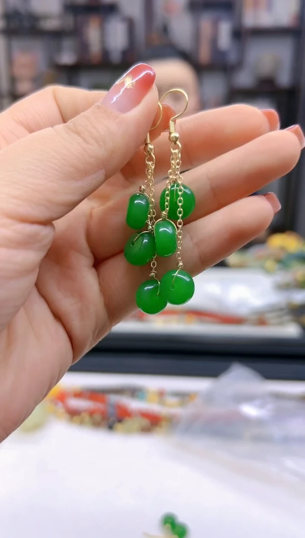 【闪购商品】翡翠耳饰14K金镶嵌耳坠E439