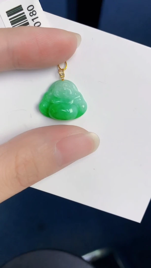 颈饰18K金镶嵌翡翠天然翡翠缅甸A货