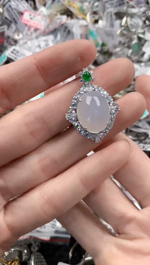 银S925镶嵌戒指翡翠666    9