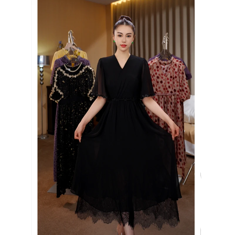 A861显瘦气质复古优雅中长款裙子GG1