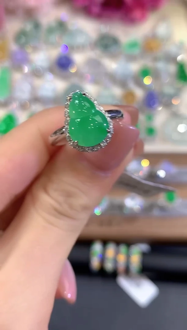 18K金镶嵌戒指翡翠a125多样性一件发货