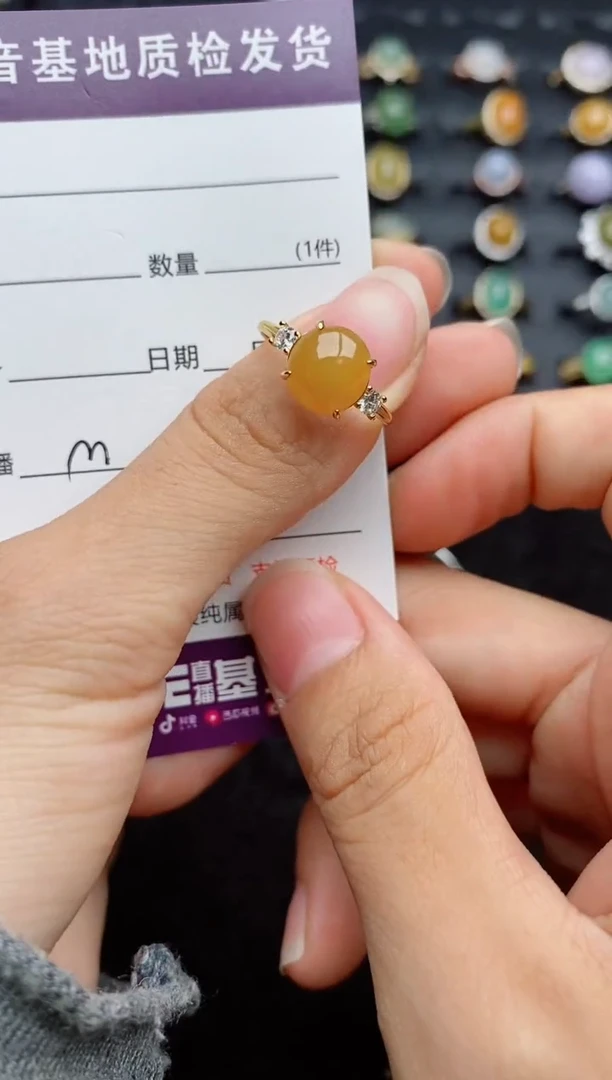 银S925镶嵌戒指翡翠...