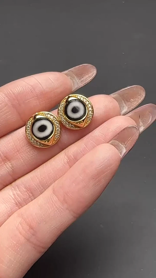 【闪购商品】玛瑙/玉髓耳钉银S925镶嵌聚缘一眼耳钉