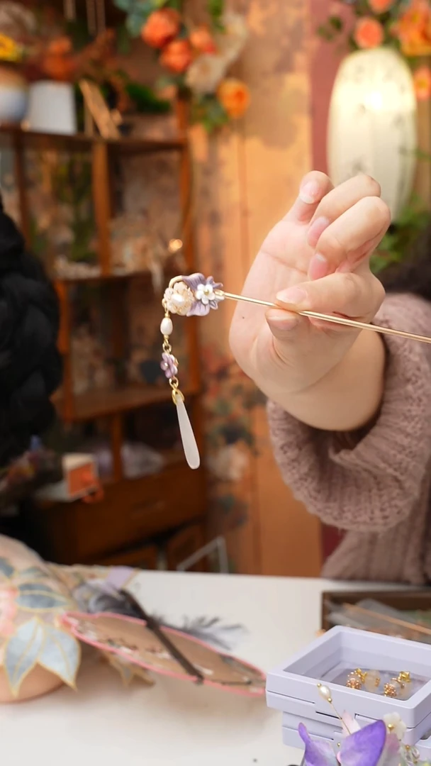 铜合金无锦簪阁绒花