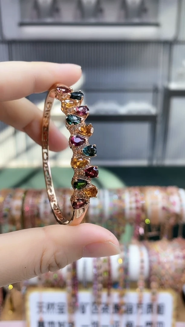 银S925镶嵌手镯碧玺655555555