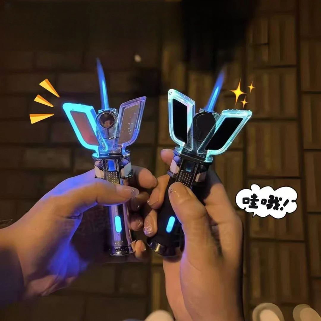 变身神器蓝光火焰打火机奇葩防风直冲发光创意搞怪神光棒