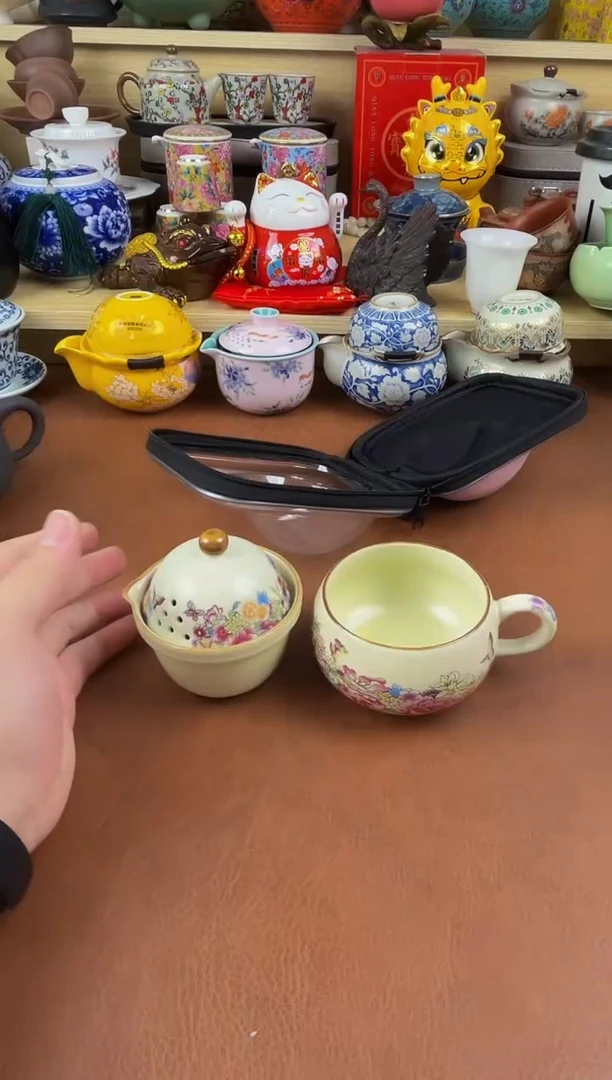 陶瓷茶具摆件旅行套组