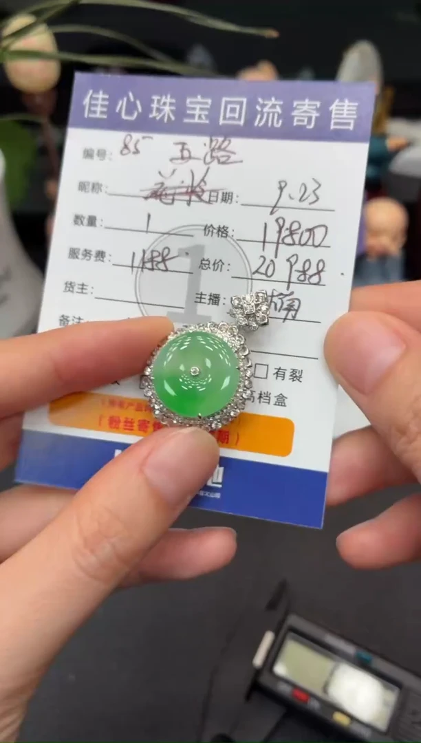 吊坠(不含链)18K金镶嵌翡翠五****珠翡翠——0923085
