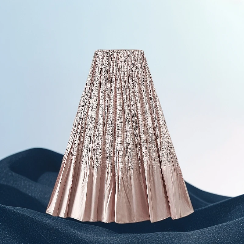 高腰a字半身裙女2025春季新款高级感气质垂坠感鱼尾裙百褶长裙