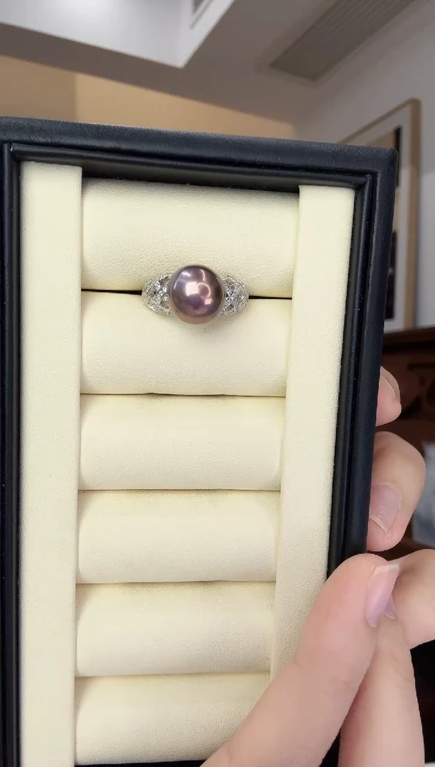 【闪购商品】淡水珍珠戒指银S925镶嵌SGYS鸟巢款 紫珠