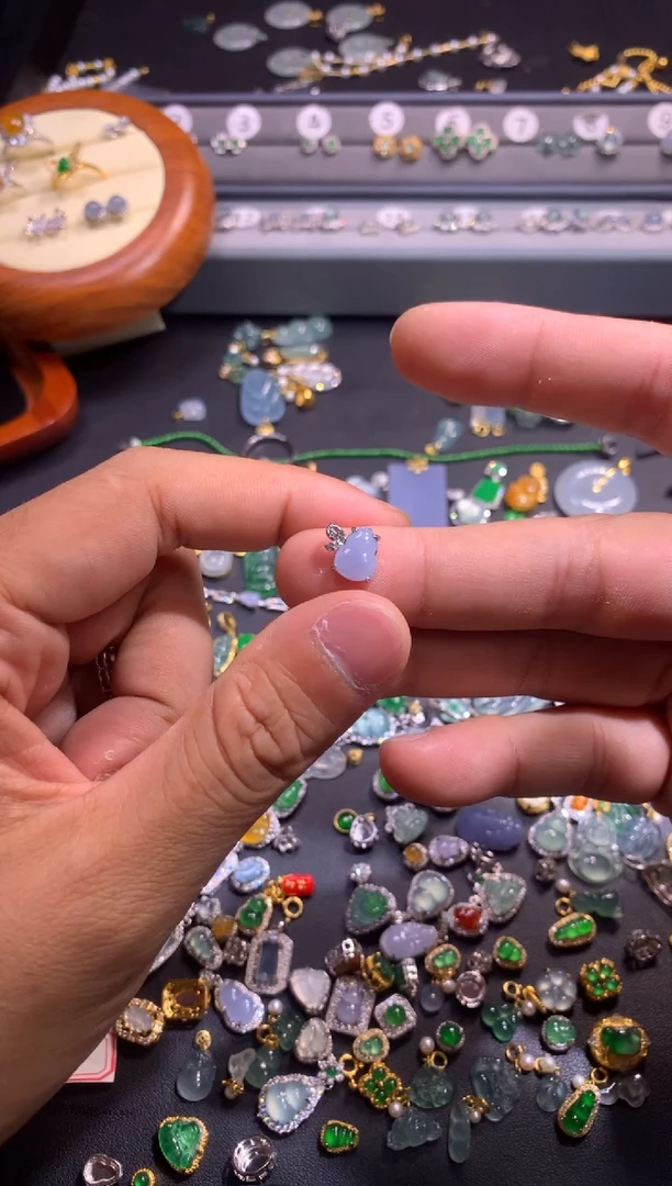 翡翠银S925镶嵌吊坠(不含链)1