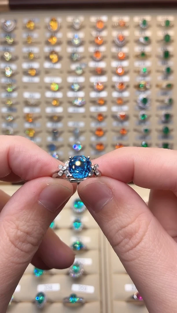 戒指蓝宝石银S925镶嵌00000