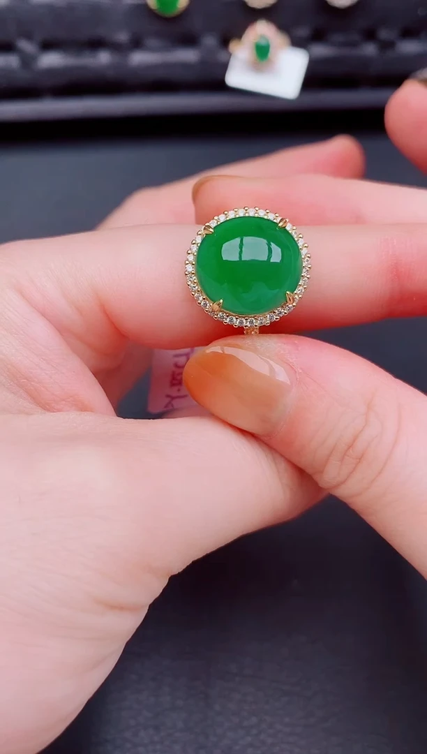 【闪购商品】翡翠戒指银S925镶嵌天然a货翡翠146